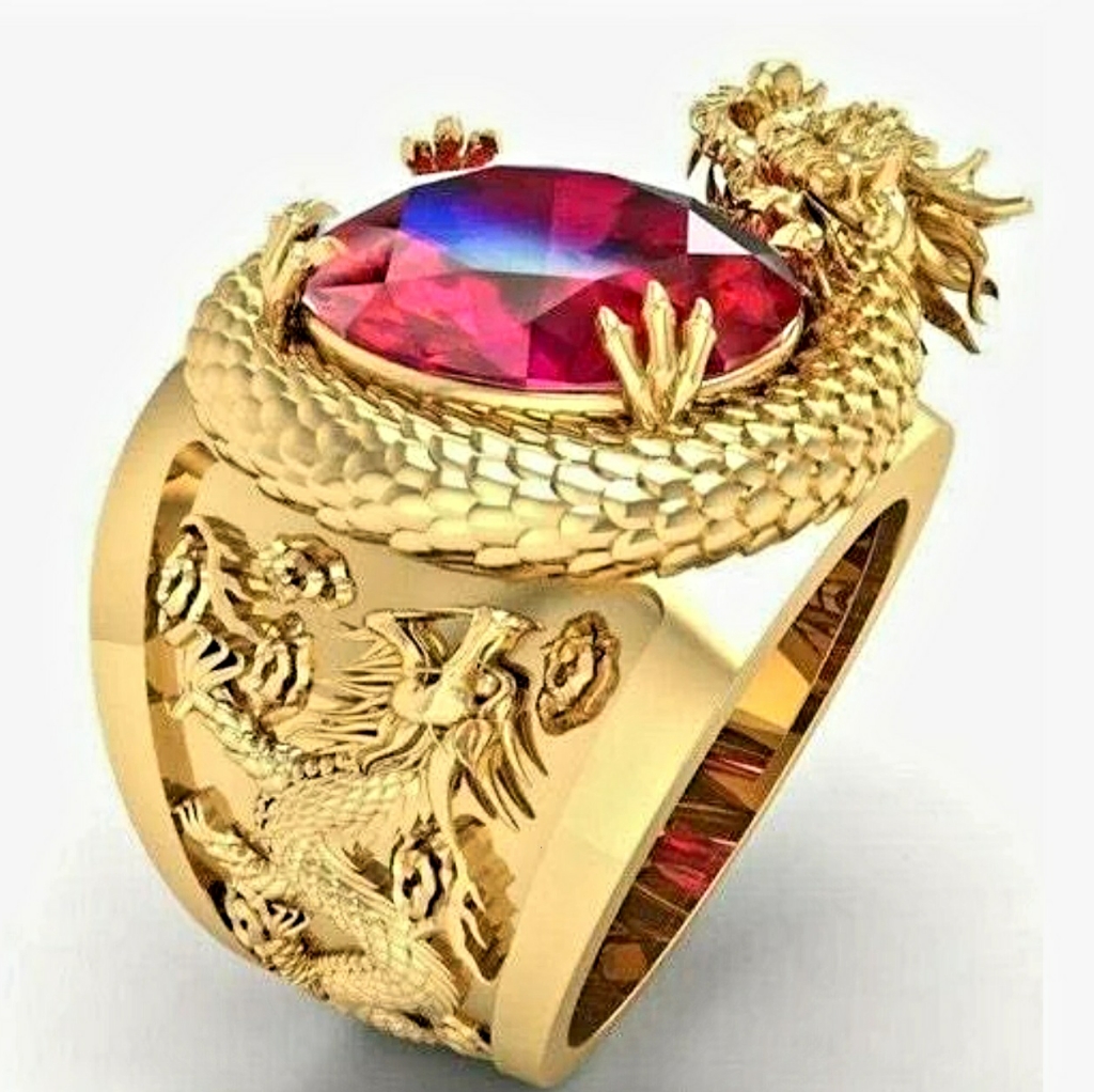Nwot  Unisex Gold Plated Dragon Ring